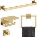 Brushed Gold Bathroom Towel Bar Holder Sets Premium Stainless Steel 3-Piece Bathroom Hardware Set Wall Mounted Bathroom Toilet Paper Holder with Shelf Set.