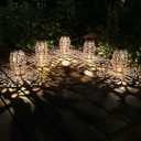 2 Pack Solar Lantern Lights for Hanging or Table Outdoor Solar Light for Patio Courtyard Garden (Silver-2pack)