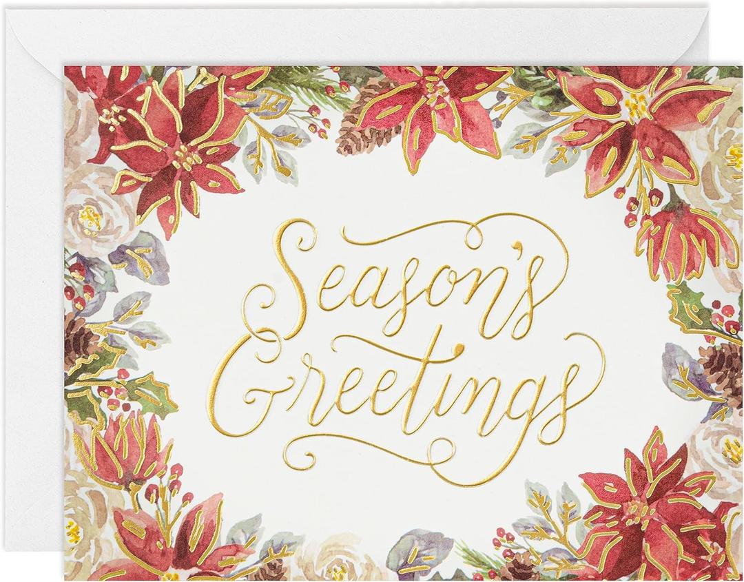 easykart labels 18 Seasons Greeting Cards with Envelopes, Gold Foiling & Embossing, 7.25 x 5.5 Merry Christmas New Year Wishes Cards with Seal Stickers For Friends, Family and loved Ones