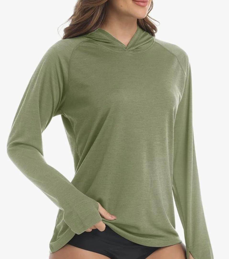 KEFITEVD Womens UPF 50+ Sun Hoodie Shirt Long Sleeve Fishing Hiking Hooded UV Shirts Lightweight Quick Dry Tops. 120