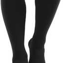 TOFLY Knee High Compression Stockings, Open-Toe, Firm Support 15-20mmHg Opaque Maternity Pregnancy Compression Socks, Ankle & Arch Support, Swelling, Varicose Veins, Edema Black, L