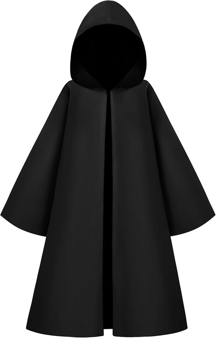 Spooktacular Creations Boys Halloween Costumes, Kids Knight Cloak Tunic Hooded Robe Toddler for Halloween Cosplay Parties (Small (5-7 yrs), Black)
