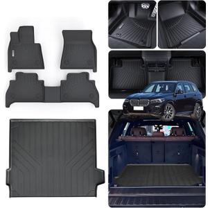 Floor Mats & Trunk Mat for 2019-2024 2025 BMW X5 40i/50i/M50i/M60i/M/M Competition,TPE All Weather Protection 2 Rows Full Set Car Mats