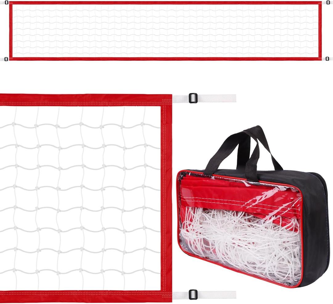 Replacement Pool Volleyball Net Adjustable Length 15ft - 25ft, Portable Volleyball Net for Outdoor Backyard Swimming Pool Beach (Red)