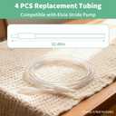 4 Pack Replacement Tubing Compatible with Elvie Stride, Breast Pump Tubing with Tube Connectors, Connect Motor Unit and Breast Shields, Durable and Easy to Clean, Replacement Pump Parts, Clear