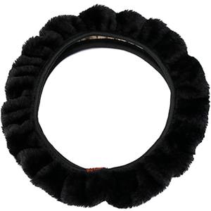 Zcargel Plush Car Steering Wheel Cover, Winter Warm Plush Car Steering Wheel Cover with Universal Size 15 Inches Non-Slip Car Steering Wheel Protector Fit for Suvs,Trucks,Sedans (black)