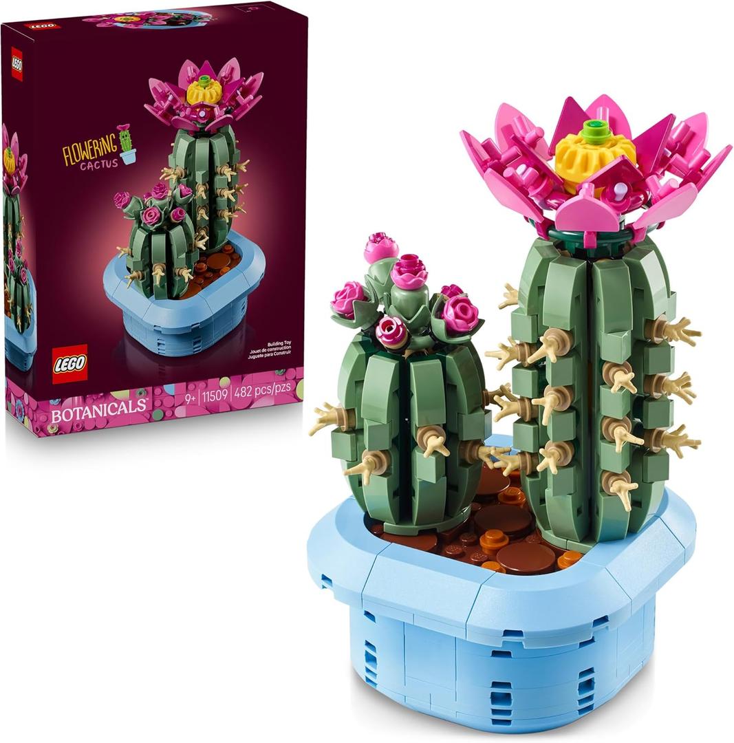 LEGO Botanicals Flowering Cactus Building Toy - Crafting Kit for Girls & Boys, Ages 9+ - Gift for Birthdays - Cactus Room Decor for Display for Bedroom or Book Shelf - 11509