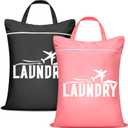 Fiodrimy 2 Pcs Large Travel Laundry Bags - Washable Waterproof Wet Clothes Bags for Gym, Swimming, Yoga & College Dorm (Black+ Pink)