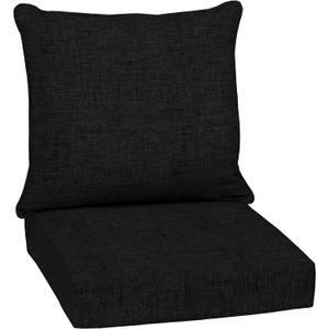 Arden Outdoor Deep Seat Cushion Set, 24 in x 24 in, Weather-Proof, Rain-Proof, Fade Resistant Patio Cushion for Chair, Sofa, and Couch Black Leala