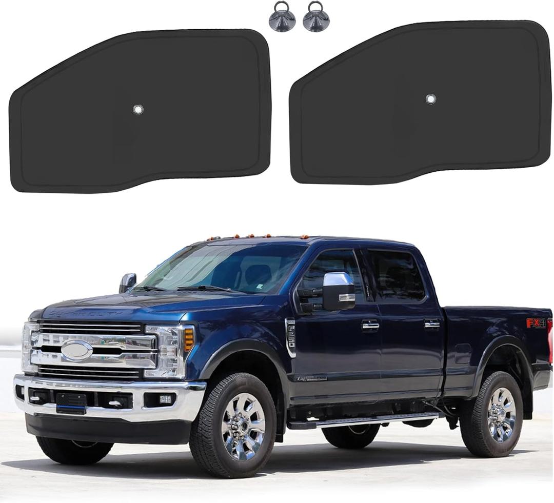 Front Side Window Sun Shade with Suction Cups for 2017-2022 Fo-rd F250 F350 Super Duty 2Dr 4Dr Pickup, Foldable Window Sunshade Sun Visor Protector, Side Window Shades Blocks UV Rays Heat