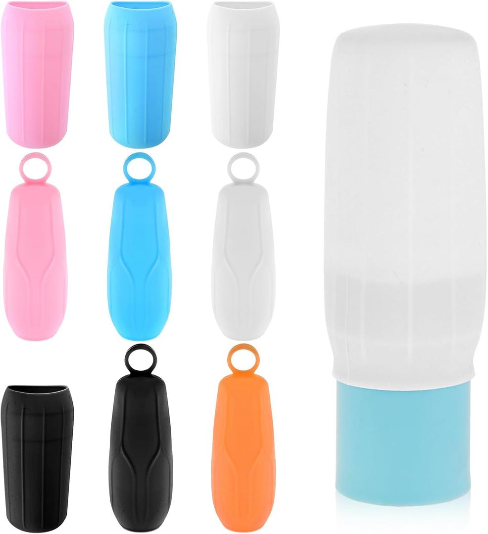 Grevosea 9 Pcs Silicone Bottle Covers for Travel Toiletries, Leak Proof Silicone Bottle Sleeves Colorful Travel Bottle Covers Elastic Sleeves for Women Men Cruise Ship Airplane Travel Essentials