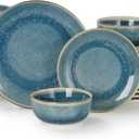 Sweejar 24 Piece Dinnerware Sets for 8, Porcelain Plates and Bowls Set for Kitchen, Housewaring Gift, Chip and Scratch Resistant, Easy Cleaning Dishes Set, Stack Compactly Dishware, Blue