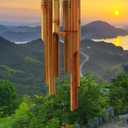 Bamboo Wind Chimes Outdoor,Wooden Wind Chimes for Outside with Melody Deep Tone,38" Classic Zen Garden Windchime for Relaxation, Grace.Home Dcor for Patio, Garden or Indoor(FSC Certified)