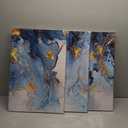 SERIMINO Blue Abstract Canvas Wall Art for Living Room, Navy and Gold Fluid Marble Wall Decor for Bedroom, Bathroom, Office, Home Decor, Set of 3 Print Painting, 16"X24"