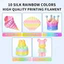 RAMBERY Silk Rainbow PLA 3D Printer Filament Bundle, 10 Colors Total 10kg, 1.75mm Multicolor Gradient 3D Printing Filament for Most FDM 3D Printers, 1KG Spool (2.2lbs) x 10 PCS