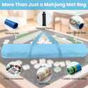 34-Inch Mahjong Mat Bag, Heavy-Duty Canvas Carrying Bag with Center Dual Handles & Smooth Zipper, Fits Mahjong Mat, Racks & Tiles, All-in-One Travel Storage Bag((Blue)