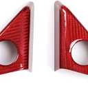 JSWAN 2Pcs Carbon Fiber Side Camera Cover Fit for Tesla Cybertruck (2024 2025 2026) Cyber Truck Outside Camera Protection Cover Decor Trim Accessories (Red)