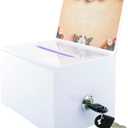 Donation Ballot Box with Lock - Secure Suggestion Box Perfect for Business Cards (white)