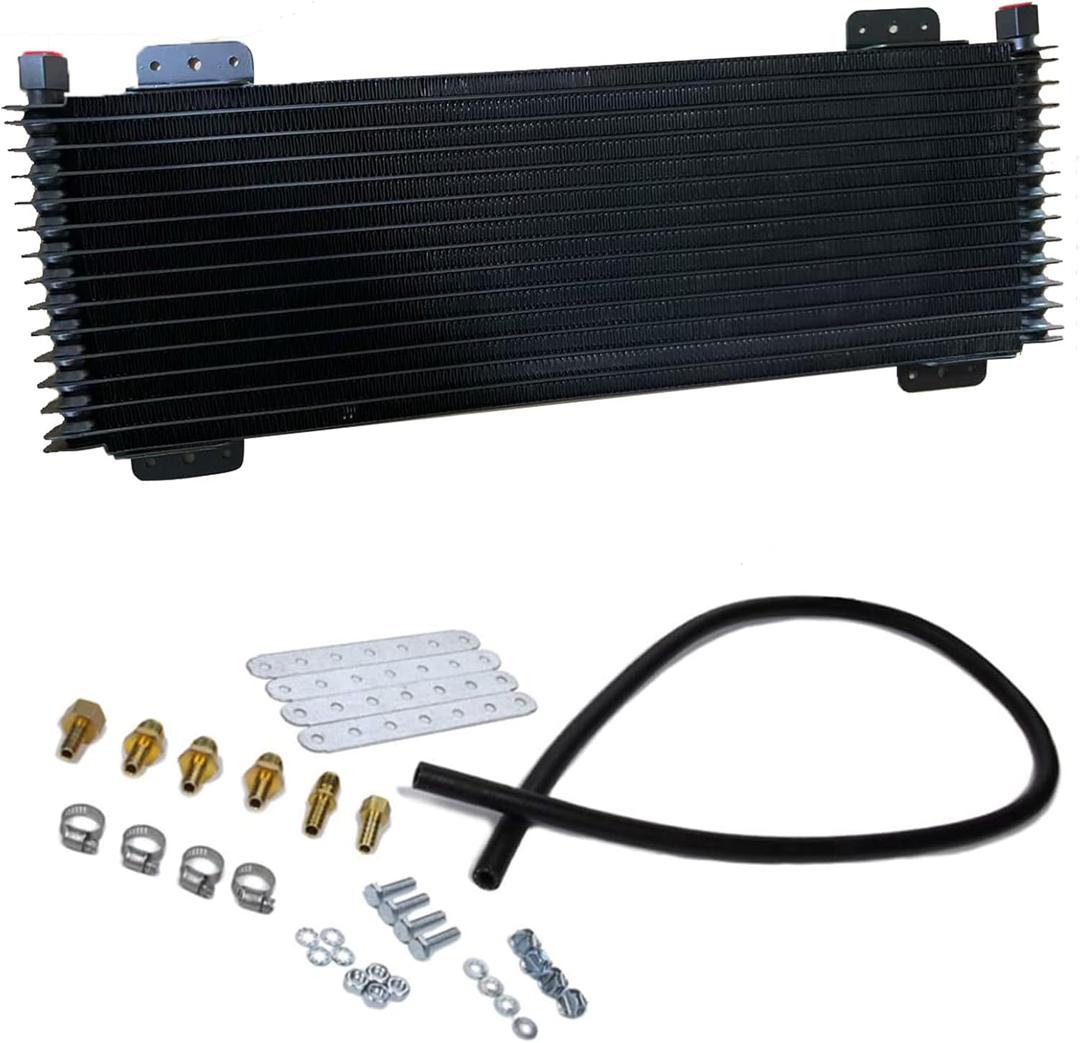 40k Transmission Oil Cooler Kit Compatible with Heavy Duty 40,000 GVW Max Low Pressure Drop Trans Cooler with Mounting Hardware, Towing Applications and Advanced Cooling Protection #LPD47391 (Black)