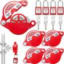 Foraineam Water Spigot Lock Device and Safety Padlock, 4 Sets, Rotating Secure Gate Valve Lockout Device for 1 to 2-1/2 Inch Dia Valve Handles, Outdoor Faucet, Hose Bib Locks, Propane Tank Lock