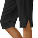 Cotton Linen Capri Pants for Women Petite Bermuda Shorts Knee Length Drawstring Pants Summer Beach Long Shorts (XL)