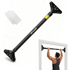 Pull Up Bar for Doorway No-Screw, Adjustable Width (74-95cm), 200kg/440 lbs Capacity, with 360° Lock & 2x EXTRA Foam Padding for Ultimate Door Frame Protection, Home Chin Up Bar