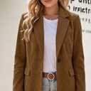 IDEALSANXUN Womens Corduroy Blazer Fall Winter Casual Blazer Dressy Suit Jackets (Brown, L)
