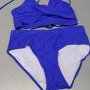 Limeeke Women's High Waisted Bikini Set Twist Front Two Piece Swimsuit Lace Up Tie Back Bathing Suits M