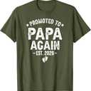 Promoted to Papa Again est. 2026 Expecting Father T-Shirt, 3XL