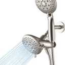 Cobbe Dual Shower Head Combo, 2-in-1 Water Saving System with 59-Inch Stainless Steel Hose, 1.8 GPM Rainfall and Handheld Spray, 3-Way Diverter with Anti-Swivel Lock Nut, Brushed Nickel