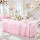 2 Pack Spandex Pink Fitted Table Cloth for 6ft Rectangle Tables Pink Stretch Tablecloth Table Covers Skirt Banquet Tablecloths Wrinkle Free Tablecloth for Parties Wedding