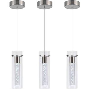 Pendant Ceiling Light Fixture, LED Kitchen Lighting Crystal Pendant Lights Kitchen Island, Kitchen Hanging Light Fixture Modern Island Light with Bubble Glass Three Pack