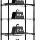 DUMOS 5-Tier Metal Wire Storage Shelves, Adjustable Standing Storage Rack Shelf, Heavy Duty Steel Shelving Unit Organizers for Kitchen Bathroom Pantry Garage, 23.3" W13.4" D60" H, Black