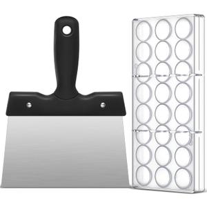 Baderke Polycarbonate Chocolate Molds with Chocolate Scraper Mould Bullet Clear Hard Plastic for Smoothing Cheese, Cream, Cake Scraper