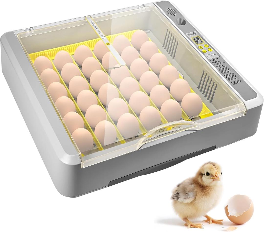 36 Eggs Incubator for Hatching Chicks with Automatic Turner Temperature & Humidity Control, Multifunctional Ultra-Clear Panoramic View with Hatch Days & Egg Candler for Chicken, Duck, Goose, Bird