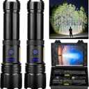 Flashlight LED Rechargeable Flashlights High Lumens, 99,000 LM Super Bright Powerful Flashlight, High Powered Flash Lights Waterproof Handheld Flashlights for Home Camping Hiking(2 Pack)