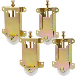Sliding Mirror Closet Door Rollers Replacement Hardware Fits Contractors Part #W8020C Wardrobe Doors Wheels, 2-5/16" Vertical H.C., 1-1/2" Nylon Concaved Ball Bearing Wheel, 4 Pack