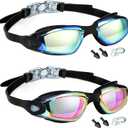 LOCONHA Swim Goggles, 2 Pack Swimming Goggles Anti Fog No Leaking For Adult Women Men Youth (Black, M)