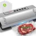 Bonsenkitchen Vacuum Sealer Machine for Food, Multi-Functional Food Sealer, Automatic Operation Mode, Commercial Grade, Compact Design, with 5 Vacuum Bags, Black-Silver