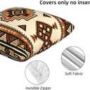 Western Aztec Throw Pillow Covers 16x16 Set of 2, Southwest Native American Brown Pillow Covers Outdoor Decorative Pillow Case for Couch Bed Sofa Cushion Home Decor