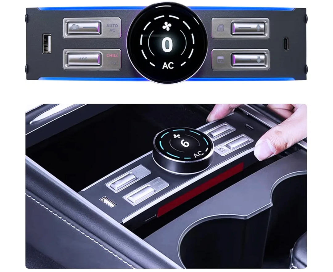 LCD Intelligent Control Expansion Dock Station Compatible with Tesla Model Y/3 21-23, Mutil Port USB Type C Charger Physical Button Knob Controller, Mutifunctional Shortcut Key USB Hub 