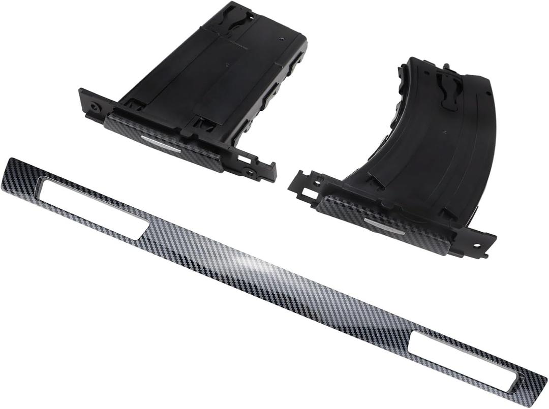 3Pcs Carbon Fiber Cup Holder Trim Driver & Passenger Side Retractable Set
