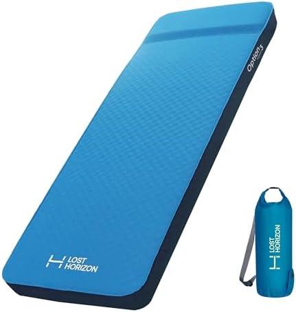 LOSTHORIZON Air & Foam Camping Mattress, Self-Inflating Sleeping Pad, 3" Thick, with Pump Sack, Single