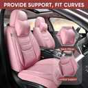 TIEHESYT Pink Car Seat Covers Front Pair, Breathable Leather Automotive Front Seat Covers & Headrest, Auto Seat Cover, Compatible with Most Cars Sedans SUV Pickup Trucks