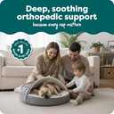 Furhaven 26" Round Orthopedic Dog Bed for Medium/Small Dogs w/ Removable Washable Cover, For Dogs Up to 30 lbs - Sherpa & Suede Snuggery - Gray, 26-inch