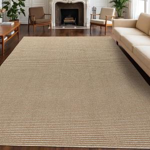 6×9 Faux Wool Area Rugs Woven Soft Non-Slip Washable Braided Area Rug Bedroom Dining Room Living Room Carpet Kitchen Door Mat Floor Carpets Beige