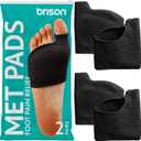 2 x Brison Podiatrist-Designed Metatarsal Pads for Women & Men - Ball of Foot Cushions for Pain Relief Gel Sleeves from Metatarsalgia Mortons Neuroma - 2 Pairs(Black, S)
