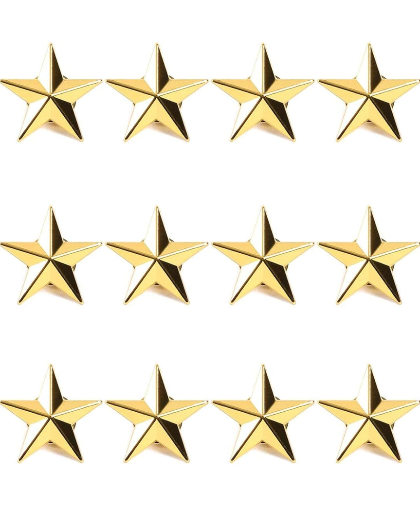 Gold Point Star Lapel Pins, Enamel Pin Set (1 In, 12 Pack)