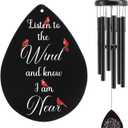 Memorial Sympathy Wind Chimes for Outside Clearance, Cardinal Wind Chimes for Loss of Loved One Mother Father for Bereavement/Condolence/Funerary Gift Idea,32inch (black)