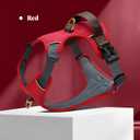 No Pull Dog Harness Medium Sized Dog,Stylish PU Leather Vest with Easy Control Handle,No Choke Front Clip with 2 Metal Leash Clips,Reflective & Adjustable for Walking,Red,Chest 22-29"